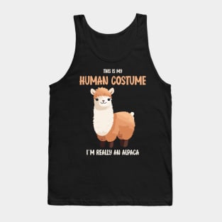 Cute Alpaca Halloween T-Shirt | This is My Human Costume Shirt | Funny Animal Lovers Season Outfit | Humorous Gift Idea Tank Top